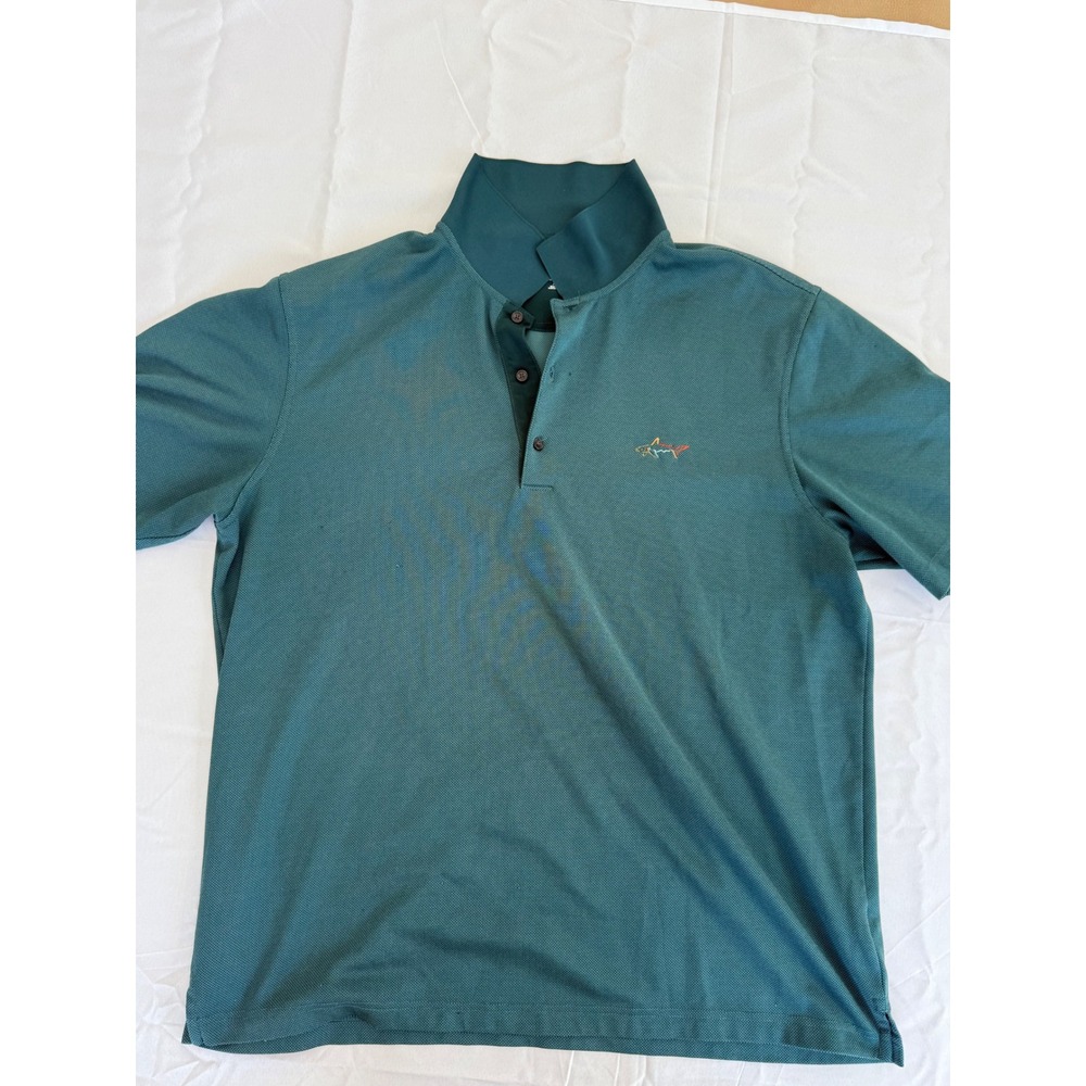 Greg Norman Mens XL Teal Green Short Sleeve Shark Logo Golf Polo‎ Shirt office